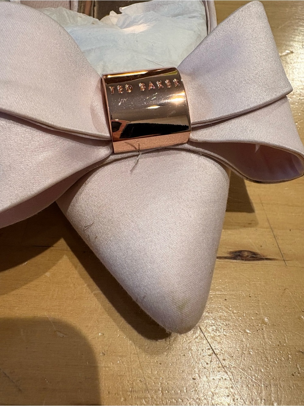 Ted Baker Light Pink Satin Heels with Decorative Insole - Picture 4 of 6